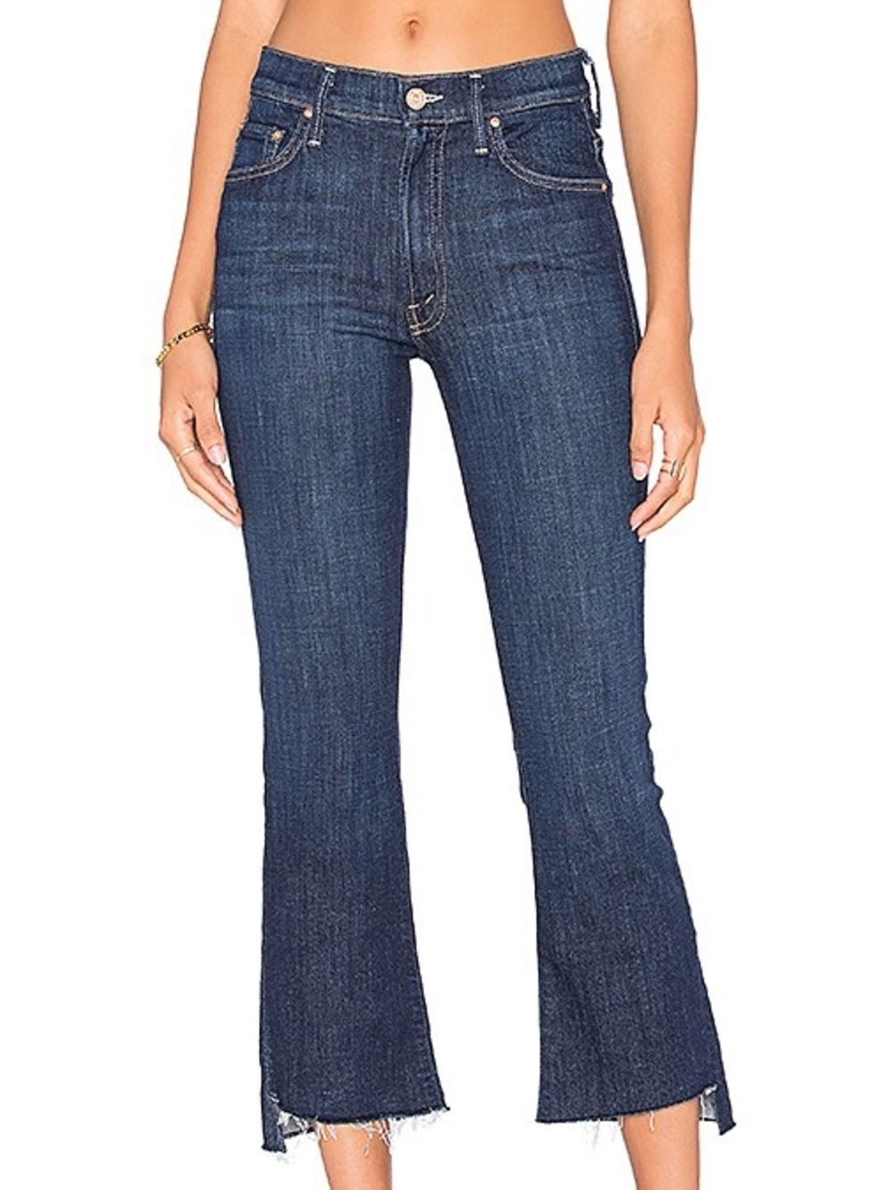 Mother Insider Crop Step Fray Jeans in Clean Sweep